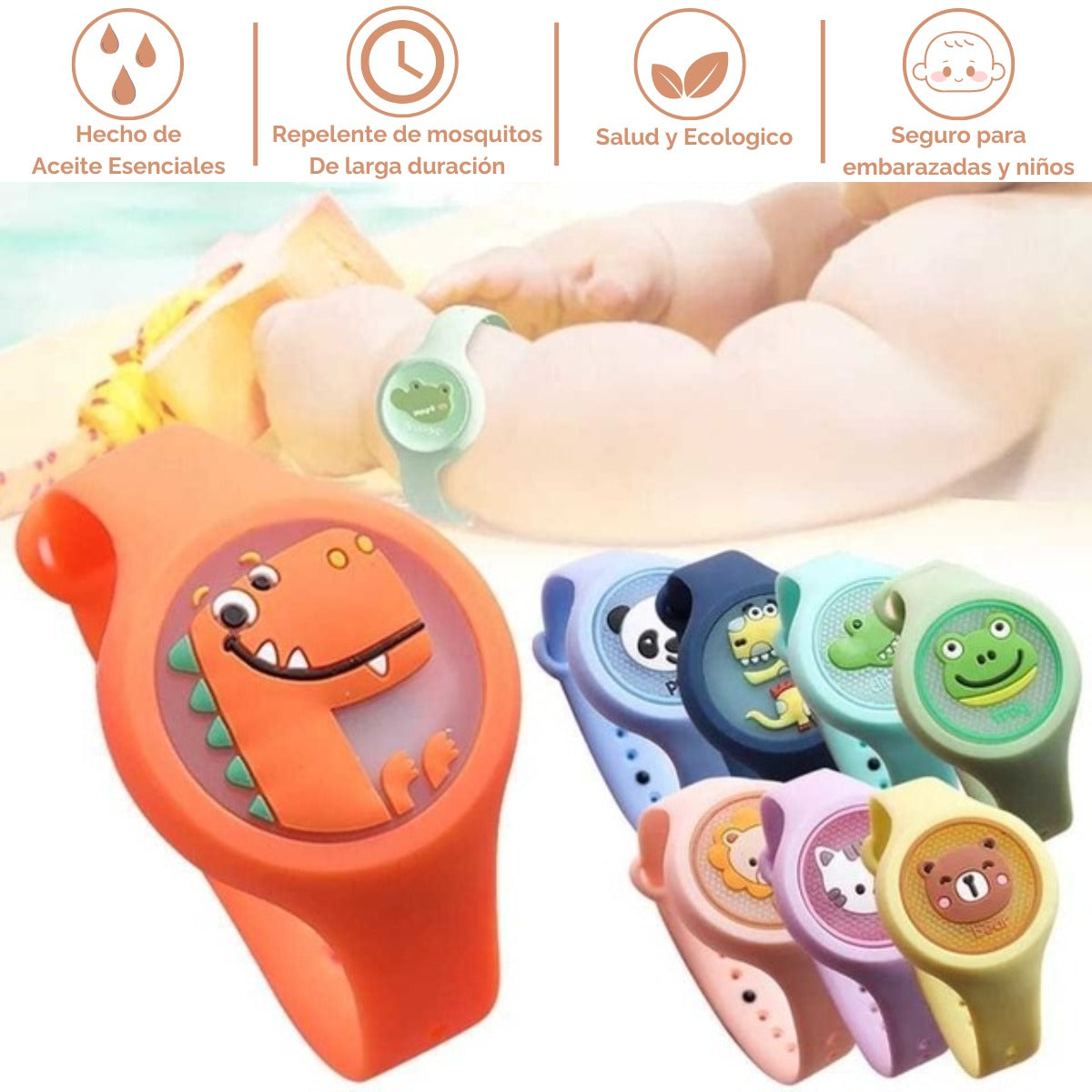 Pack de 3 Pulseras Repelentes con Luz